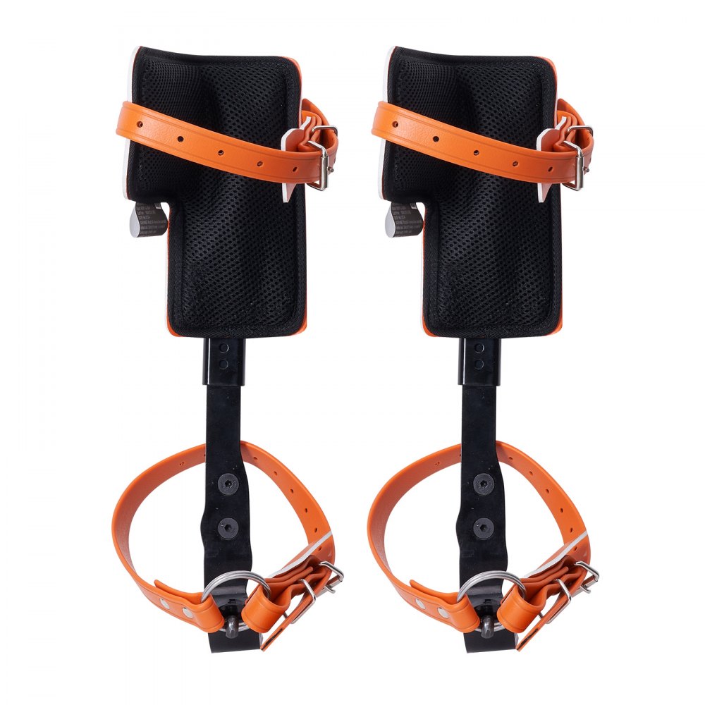 VEVOR Tree Climbing Spikes Set, 1 Pair Alloy Steel Climbing Spurs with Safety Rope and Safety Harness, 350lbs Load Capacity Tree Climbing Gear, Arborist Equipment for Climbers, Fruit Picking, Orange
