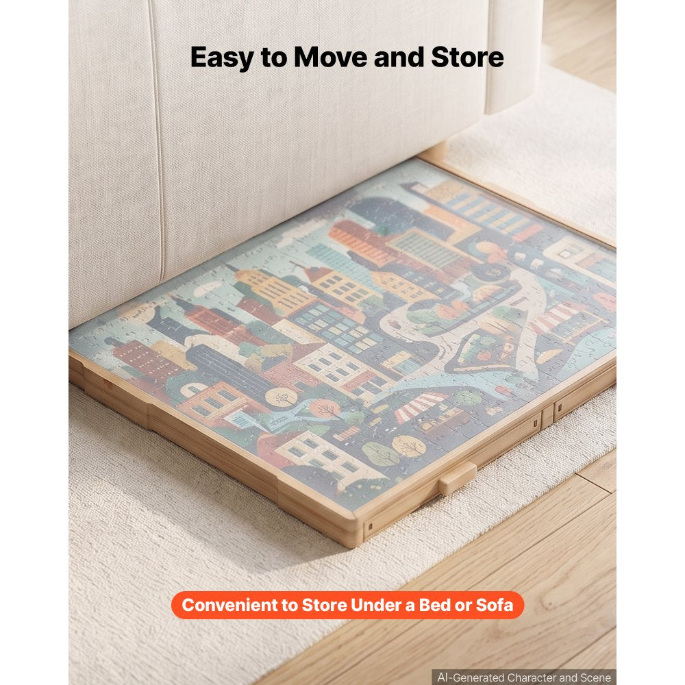 VEVOR 1000 Piece Puzzle Board with 4 Drawers and Cover, 29x21 in, Birthday Gift for Mom, Portable Wooden Table, Jigsaw Accessories for Adult, Puzzle Organizer Storage System