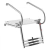 VEVOR Boat Ladder, 3 Steps, Stainless Steel Telescoping Folding Swim Deck Ladder for Rear Entry Inboard, 400 lbs Capacity with Wide Anti-Slip Steps & Handrails, for Outboards, Yacht, Pontoon Boats