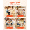 VEVOR Kids Table and 2 Chairs Set, Toddler Table and Chair Set with Rounded Edge Design & Graffiti Desktop, Wooden Desk for Art, Craft, Reading, Learning, Drawing, Classroom/Daycare/Home, Burlywood
