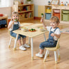VEVOR Kids Table and 2 Chairs Set, Toddler Table and Chair Set with Rounded Edge Design & Graffiti Desktop, Wooden Desk for Art, Craft, Reading, Learning, Drawing, Classroom/Daycare/Home, Burlywood