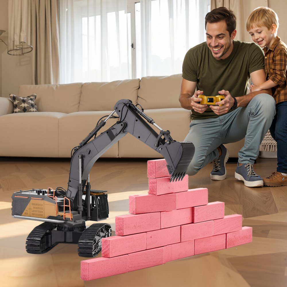 VEVOR Remote Control Excavator Toy, 22 Channel, 1:14 Scale Remote Control Digger with Metal Shovel, RC Excavator with Lights & Sounds, Full Functional Construction Vehicles for Kids, Birthday Present