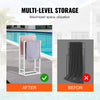 VEVOR Towel Rack, 2 Bars Metal Outdoor Towel Holder, Freestanding Pool Towel Hanger Stand Next to Hot Tub, Outdoor or Indoor Quilt Drying Rack Organizer, Ideal for Poolside, Bathroom, Spa, White