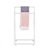 VEVOR Towel Rack, 2 Bars Metal Outdoor Towel Holder, Freestanding Pool Towel Hanger Stand Next to Hot Tub, Outdoor or Indoor Quilt Drying Rack Organizer, Ideal for Poolside, Bathroom, Spa, White