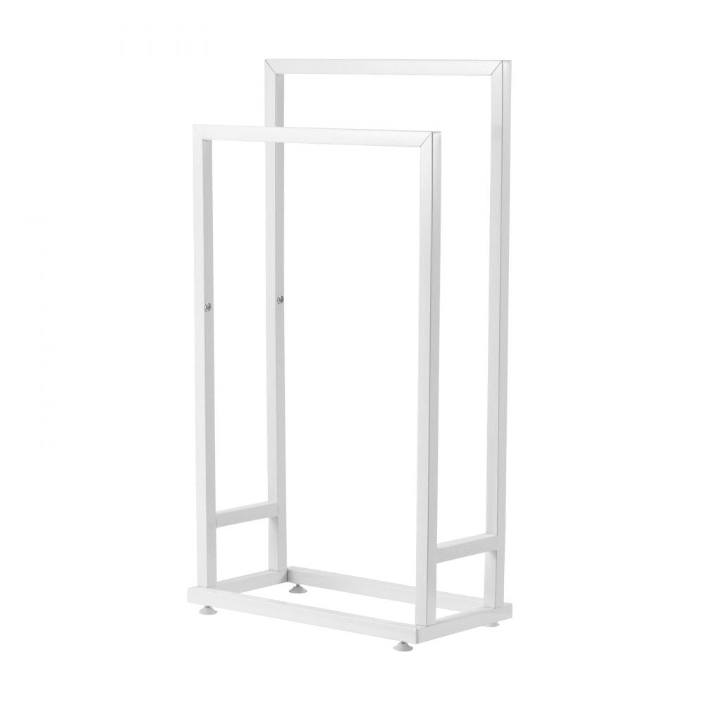 VEVOR Towel Rack, 2 Bars Metal Outdoor Towel Holder, Freestanding Pool Towel Hanger Stand Next to Hot Tub, Outdoor or Indoor Quilt Drying Rack Organizer, Ideal for Poolside, Bathroom, Spa, White