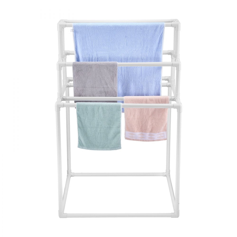 VEVOR Towel Rack, 8 Bars Outdoor PVC Towel Holder, Freestanding Pool Towel Hanger Stand Next to Hot Tub, Outdoor Indoor Quilt Drying Rack Organizer, Ideal for Poolside, Bathroom, Spa, White