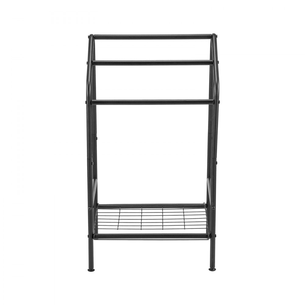 VEVOR Towel Rack, 3 Bars Outdoor Towel Holder with Metal Base, Freestanding Pool Towel Hanger Stand Next to Hot Tub, Outdoor Indoor Quilt Drying Rack Organizer, Ideal for Pool, Bathroom, Spa, Black