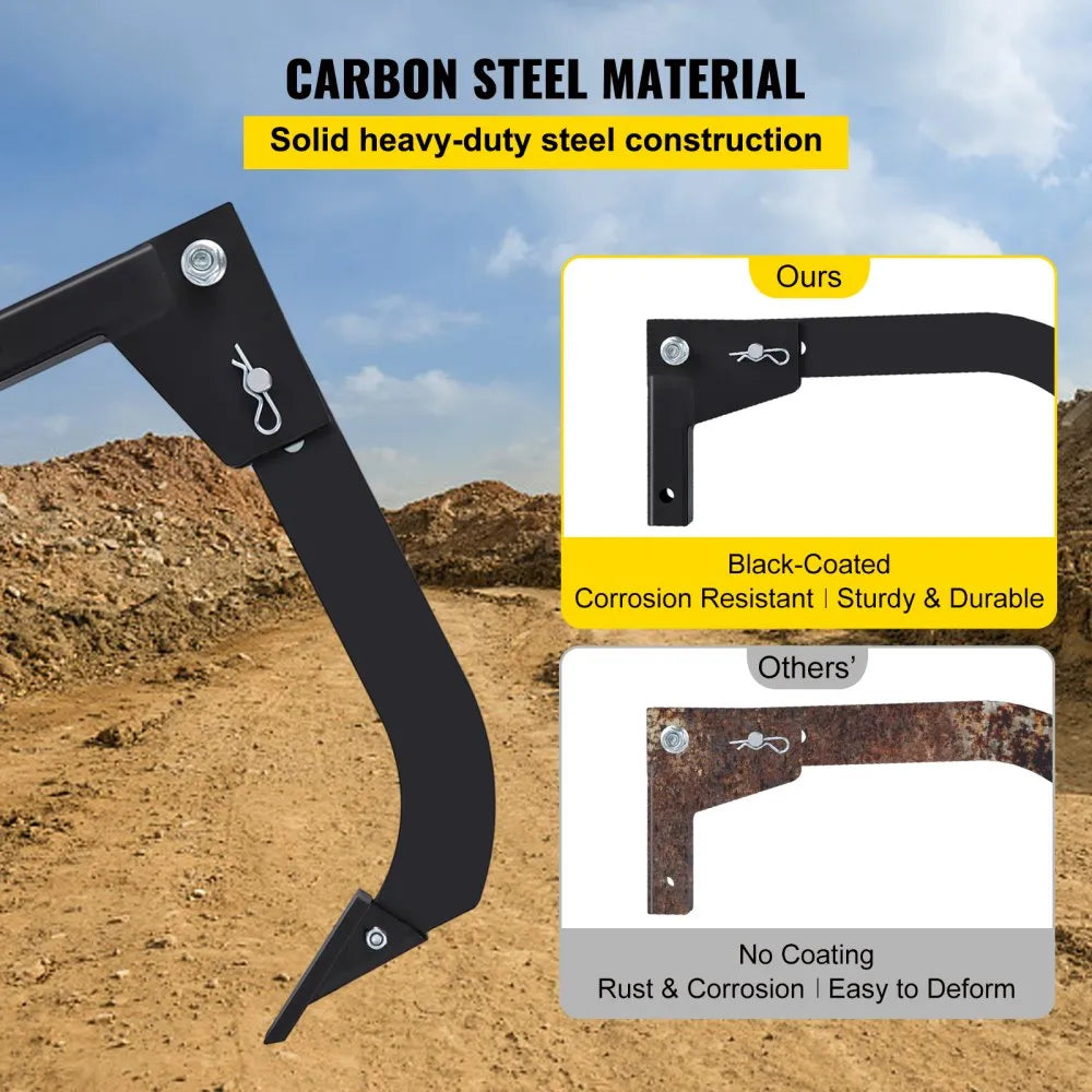 VEVOR Hitch Mounted Ripper, 16\" Shank Length Box Scraper Shank, 4 Hole Site Box Blade for Tractor, 2 Locating Pins Ripper Shank, 2 Plough Tips Box Blade Shank Teeth