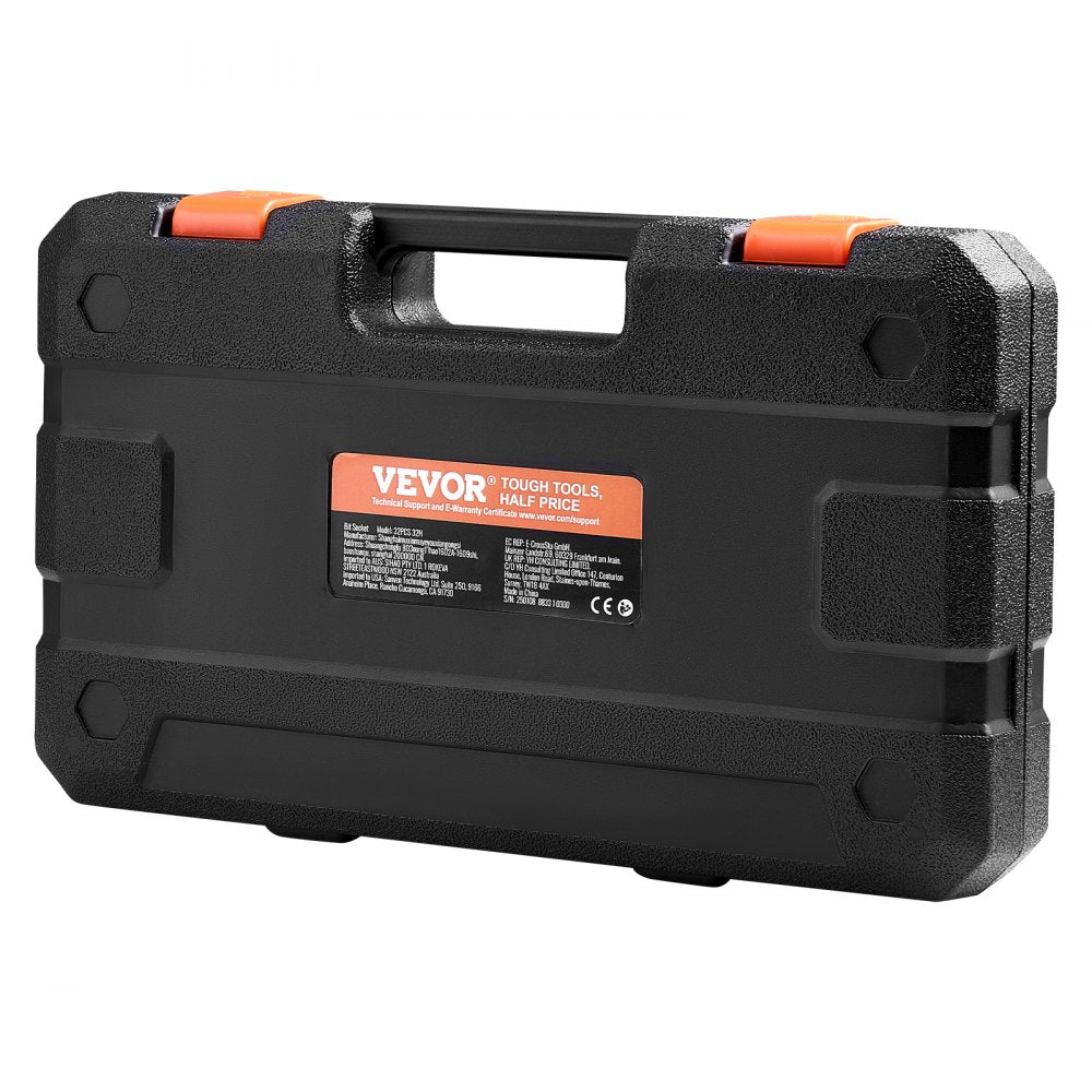 VEVOR Hex Bit Socket Set, 32-Piece, S2 Alloy Steel and Cr-V Steel, Standard SAE and Metric, 1/4 in, 3/8 in, and 1/2 in Drives, with Enhanced Storage Case, Allen Socket Set for Mechanics, Auto Repair