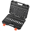 VEVOR Hex Bit Socket Set 84-Piece 1/4" 3/8" 1/2" Drive Hex Torx E-Torx, for Auto Repair Mechanical Maintenance, SAE and Metric, S2 Alloy & CR-V Steel with Portable Storage Case, Clear Markings