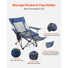 VEVOR Reclining Camping Chair, 4 Adjustable Positions, Portable Folding Lounger for Adults, Mesh Beach Chair with Headrest & Foot Rest, Supports 220 lbs, Heavy Duty Camp Chairs for Patio, Blue