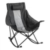 VEVOR Rocking Camping Chair, Portable Folding Rocker, Heavy-Duty Lawn Chair Recliner with Cupholder & Pocket, Supports 225lbs, Fully Padded Camp Chairs for Outdoor Patio Backyard Porch Garden