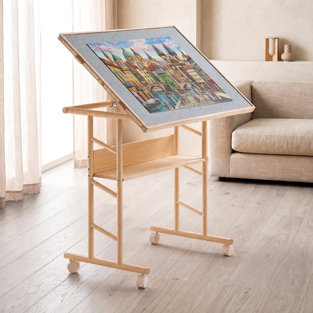 VEVOR 1500 Piece Puzzle Table with Legs, 4 Drawers, and Cover, 34x25 in, Gift for Mom, Portable Wooden Board, Felt Surface Puzzles Jigsaw Accessories for Adults, 0°-45° Tilting Storage Organizer
