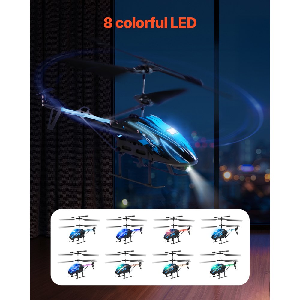 VEVOR RC Helicopter, 2.4GHz Flying Remote Control Helicopter, 3.5 Channel RC Airplane for Kid, 16 Mins Flight Time, Altitude Hold, One-Key Takeoff/Landing & LED Lights, Toys for Kids Ages 8 and up