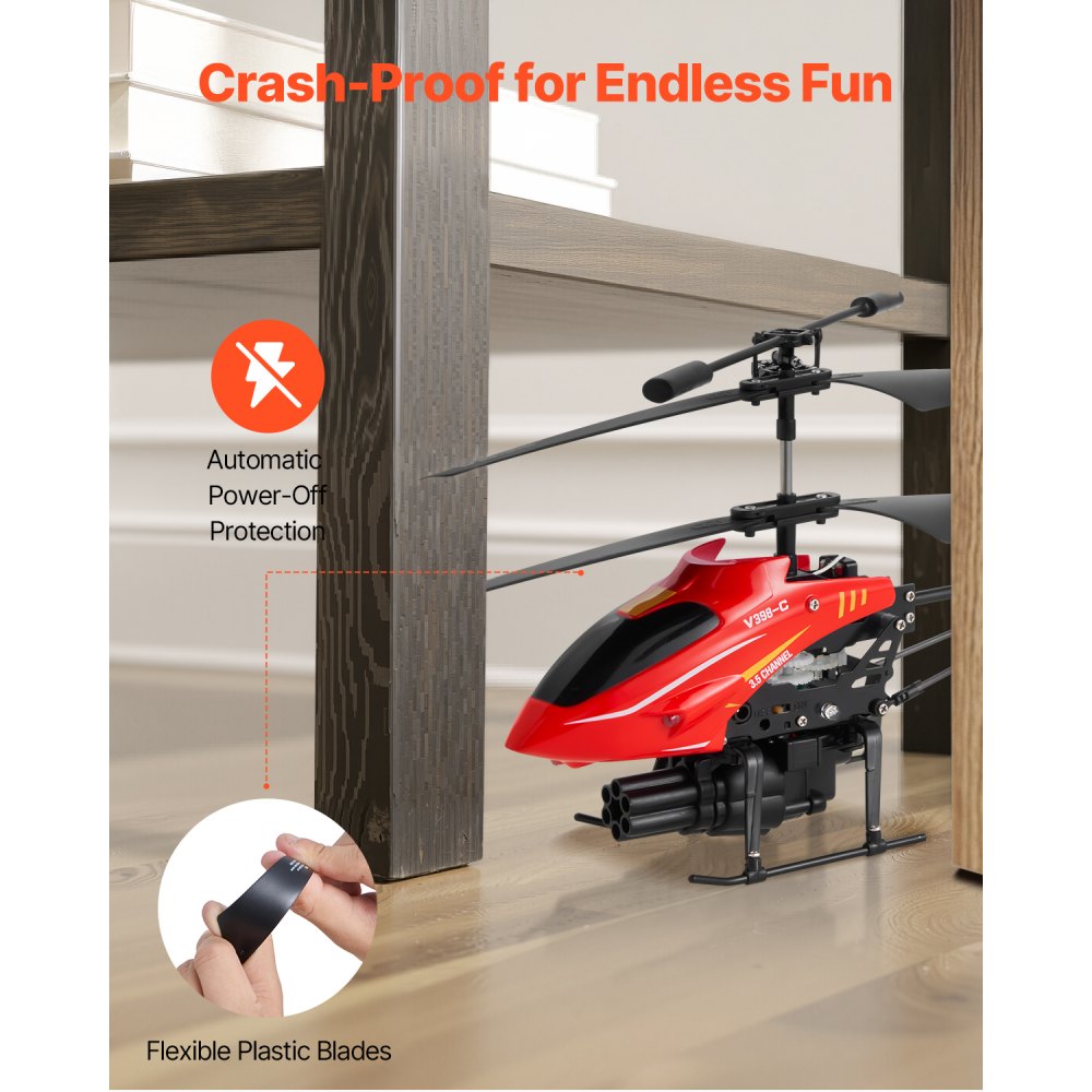 VEVOR RC Helicopter, 2.4GHz Flying Remote Control Helicopter with Shooting Mode, 3.5 Channel RC Airplane for Kid, Altitude Hold, One-Key Takeoff/Landing & LED Lights, Toys for Kids Ages 14 and up