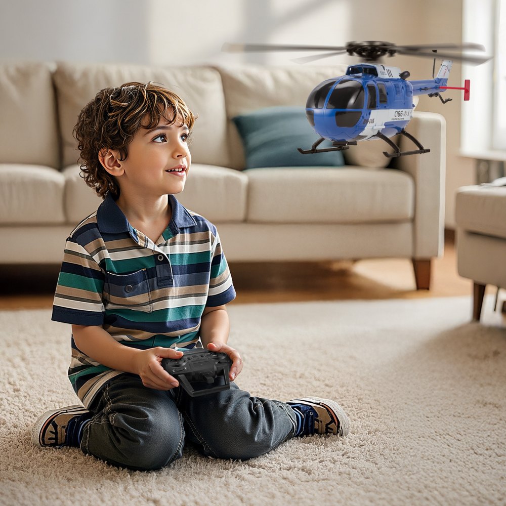 VEVOR RC Helicopter, 2.4GHz 4-Propeller Remote Control Helicopter with 6-Axis Gyro, 4-Channel RC Airplane for Beginner, LED Light & One-Key Takeoff/Landing, Plane Toys for Kids Ages 8 and up
