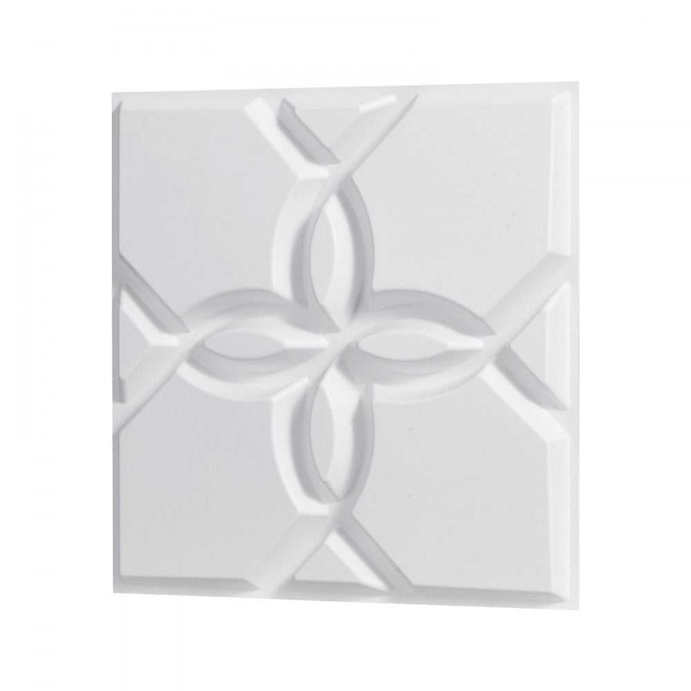 VEVOR 3D Wall Panels, 33-Pack 11.81 x 11.81 in PVC Modern Art Minimalist Floral Tiles, 32 Sq.Ft Coverage Accent Wall Panel, Interior Home Decor for Ceiling, Bedroom, Living & Gaming Room, Matte White