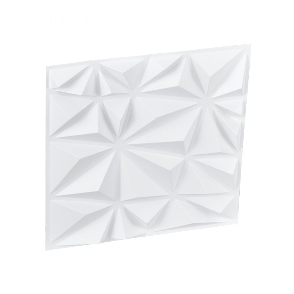VEVOR 3D Wall Panels, 33-Pack 11.81 x 11.81 in PVC Modern Art Minimalist Diamond Tiles, 32 Sq.Ft Coverage Accent Wall Panel, Interior Home Decor for Ceiling, Bedroom, Living & Gaming Room, Matte White