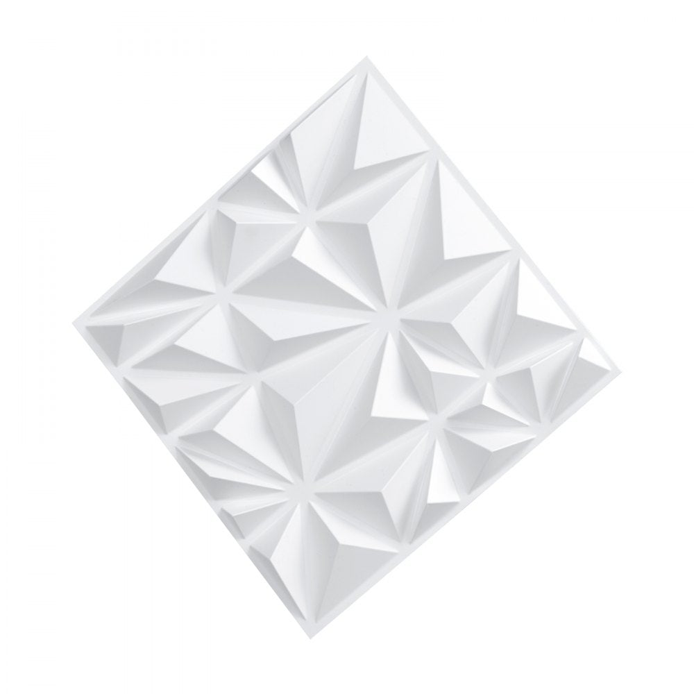 VEVOR 3D Wall Panels, 33-Pack 11.81 x 11.81 in PVC Modern Art Minimalist Diamond Tiles, 32 Sq.Ft Coverage Accent Wall Panel, Interior Home Decor for Ceiling, Bedroom, Living & Gaming Room, Matte White