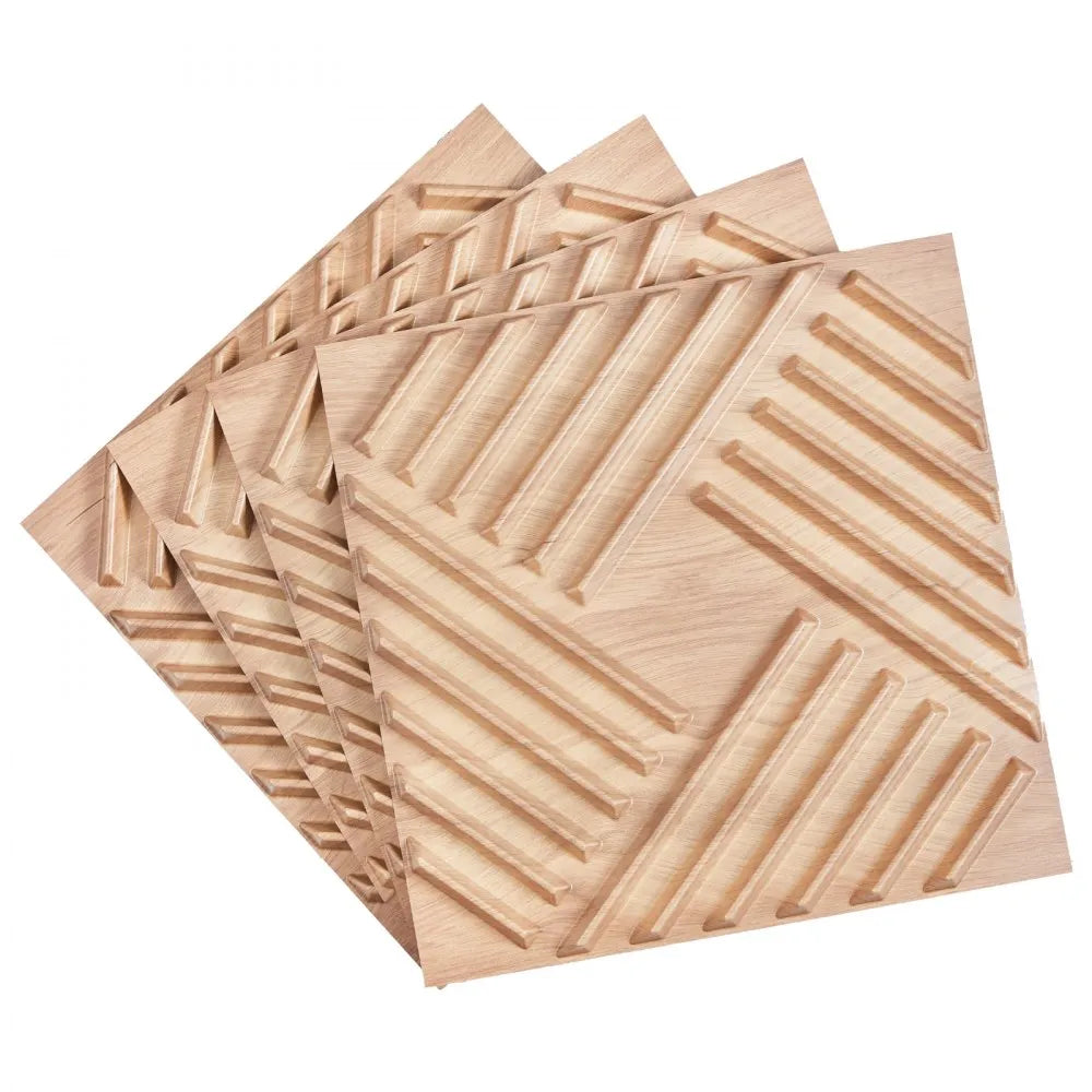 VEVOR 3D Wall Panels, 12-Pack 19.7 x 19.7 in PVC Modern Art Minimalist Salt Tiles, 32 Sq.Ft Coverage Accent Wall Panel, Interior Home Decor for Ceiling, Bedroom, Living & Gaming Room, Light Wood Color