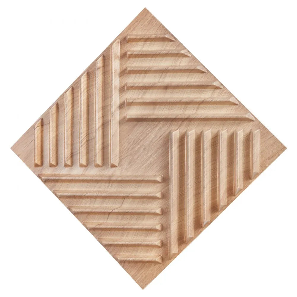 VEVOR 3D Wall Panels, 12-Pack 19.7 x 19.7 in PVC Modern Art Minimalist Salt Tiles, 32 Sq.Ft Coverage Accent Wall Panel, Interior Home Decor for Ceiling, Bedroom, Living & Gaming Room, Light Wood Color