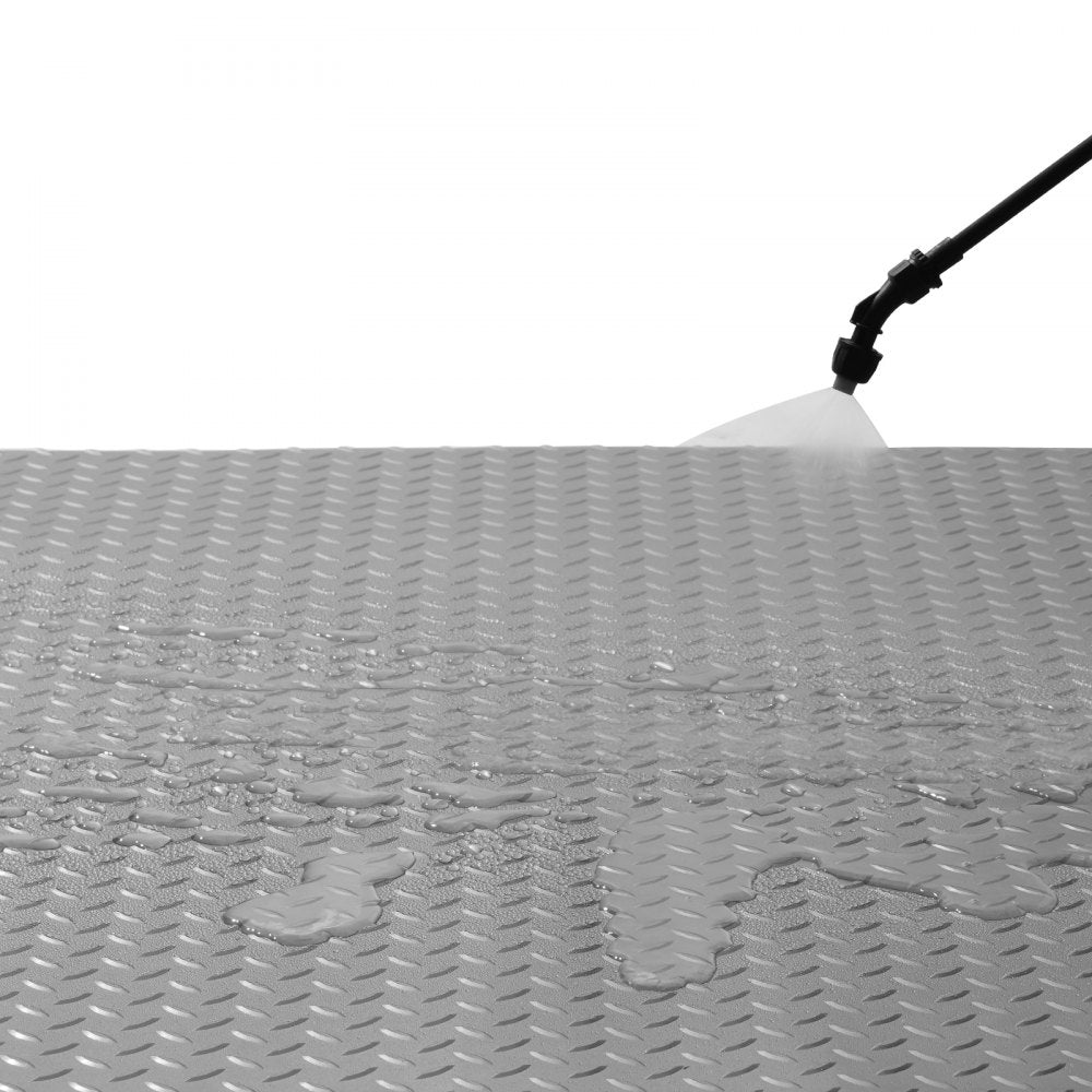 VEVOR Garage Floor Mat, 303.15 x 43.31 inch PVC Garage Flooring Roll, Non-slip Diamond Texture, 91.17 sq.ft Covering Space, Garage Mats for Under Cars, for Gyms Boats Car Trailer, Silver