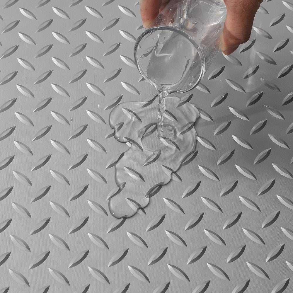 VEVOR Garage Floor Mat, 78.74 x 47.24 inch PVC Garage Flooring Roll, Non-slip Diamond Texture, 25.83 sq.ft Covering Space, Garage Mats for Under Cars, for Gyms Boats Car Trailer, Silver