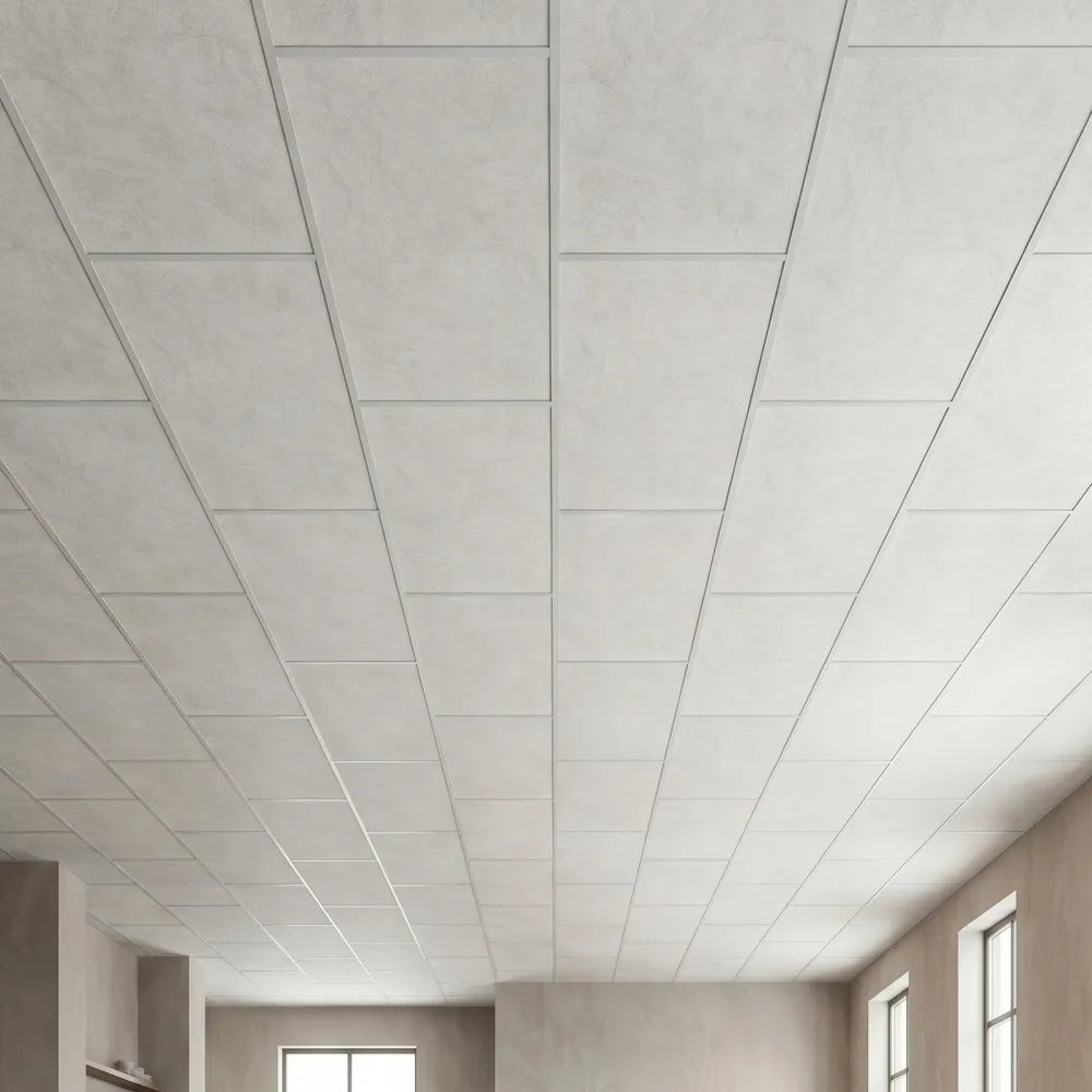 VEVOR 24 x 48 in PVC Ceiling Tiles 10-Pack Drop Ceiling Panels White Marble, PVC Foam Board, Grid Fit, Water-Resistant, Flexible Cut, Easy to Clean, Modern Decorative Finish for Home, Office Areas