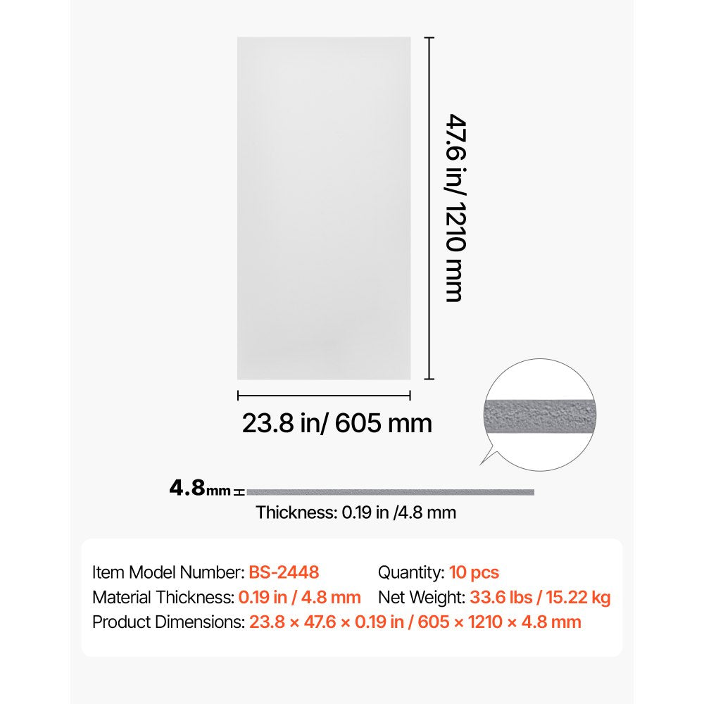 VEVOR 24 x 48 in PVC Ceiling Tiles 10-Pack Drop Ceiling Panels White, PVC Foam Board, Grid Fit, Water-Resistant, Flexible Cut, Easy to Clean, Modern Decorative for Home,Office,Kitchen,Living Room