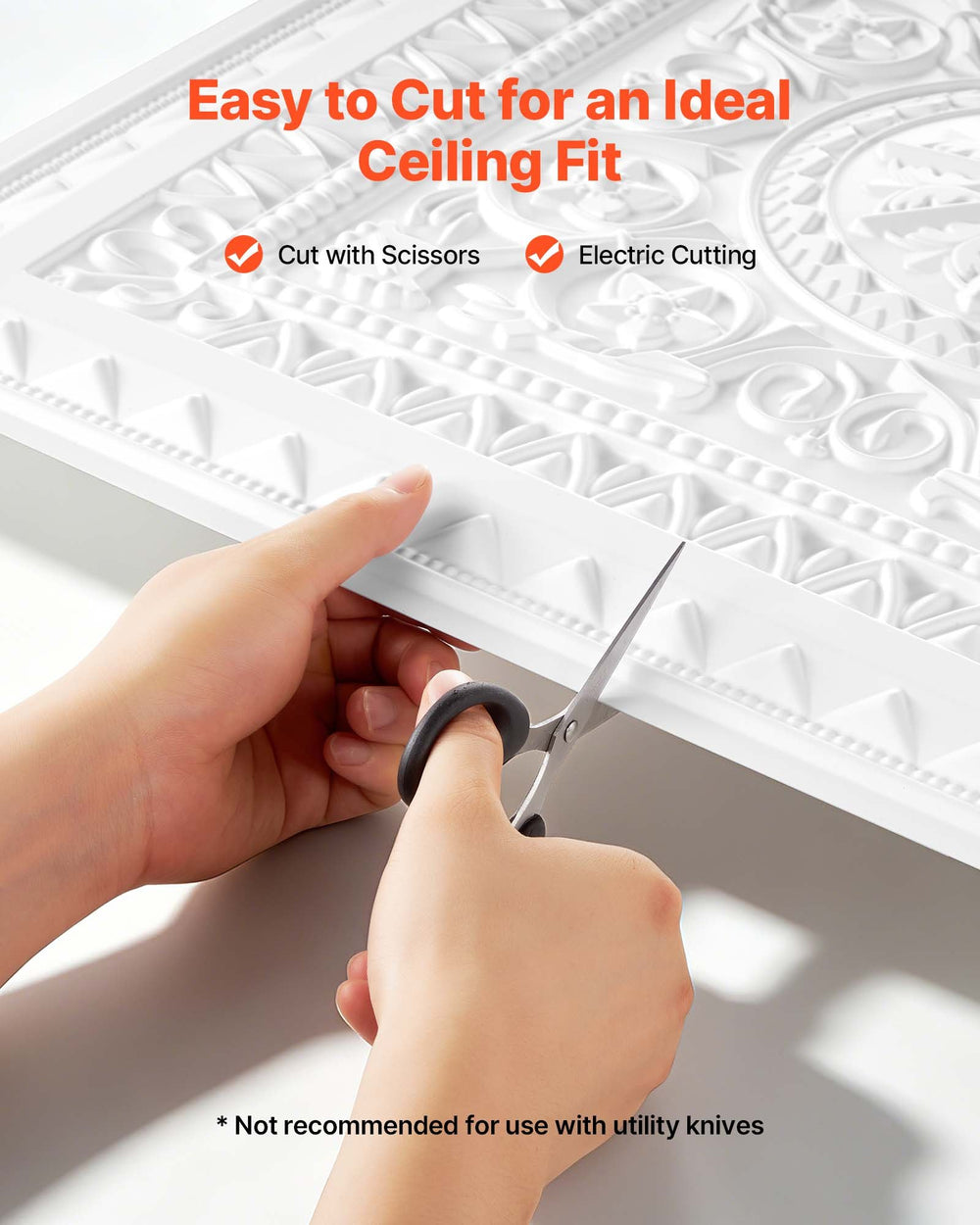 VEVOR 24 x 24 in PVC Ceiling Tiles 12-Pack White 3D Geometric Panels, Smooth PVC Sheet for Drop Grid, Impact-Resistant, Paintable Surface, Easy Cut, Modern Decorative Style for Home, Office