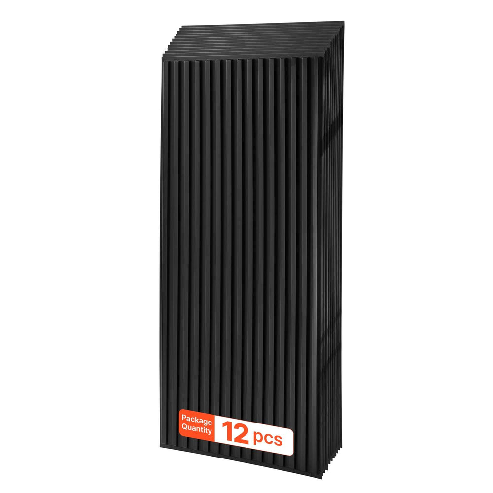 VEVOR 24 x 48 in PVC Ceiling Tiles 12-Pack 3D Black Linear Slat Panels, Smooth PVC Sheet for Drop Grid, Impact-Resistant, Paintable Surface, Easy Cut, Modern Decorative Style for Home, Office