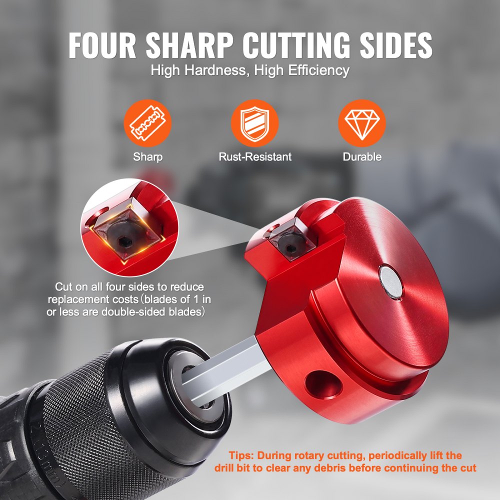 VEVOR 7Pcs PVC Pipe Reamer Kit, Plastic Pipe Fitting Socket Saver Kit, Includes 3/4", 1", 1-1/4'', 1-1/2", 2", 3", 5'', for PVC, CPVC, and ABS Fittings, for Exhaust, Drain, Water Pipes Cleaning