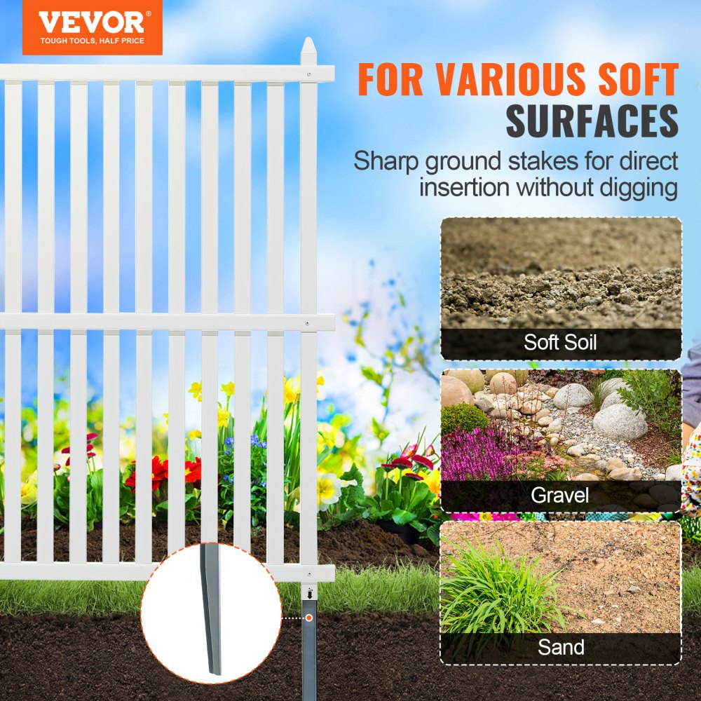 VEVOR 48" W x 48" H Vinyl Privacy Fence Panels, Air Conditioner Fence, Outdoor Privacy Screens for Trash Can, Pool Equipment Enclosure, Privacy Screen Kit Strip Panels (2 Panels)