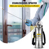 3 Gallon Stainless Steel Sprayer, 20" Wand & 3FT Reinforced Hose, Hand Pump Sprayer with Pressure Gauge, Safety Valve & Adjustable Nozzle, Garden Weed Sprayer for Lawn, Gardening & Sanitizing