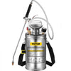 VEVOR 1.5Gal Stainless Steel Sprayer, Set with 16\" Wand& Handle& 3.3FT Reinforced Hose, Hand Pump Sprayer with Pressure Gauge&Safety Valve, Adjustable Nozzle Suitable for Gardening& Sanitizing
