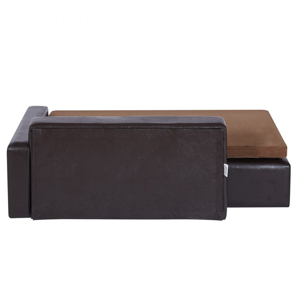 VEVOR Pet Sofa, Dog Couch for Large-Sized Dogs and Cats, Soft Leather Dog Sofa Bed, 110 lbs Loading Cat Sofa, Brown