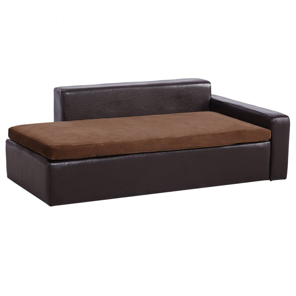 VEVOR Pet Sofa, Dog Couch for Large-Sized Dogs and Cats, Soft Leather Dog Sofa Bed, 110 lbs Loading Cat Sofa, Brown