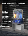 VEVOR MD1200 gate opener load capacity and max gate width infographic
