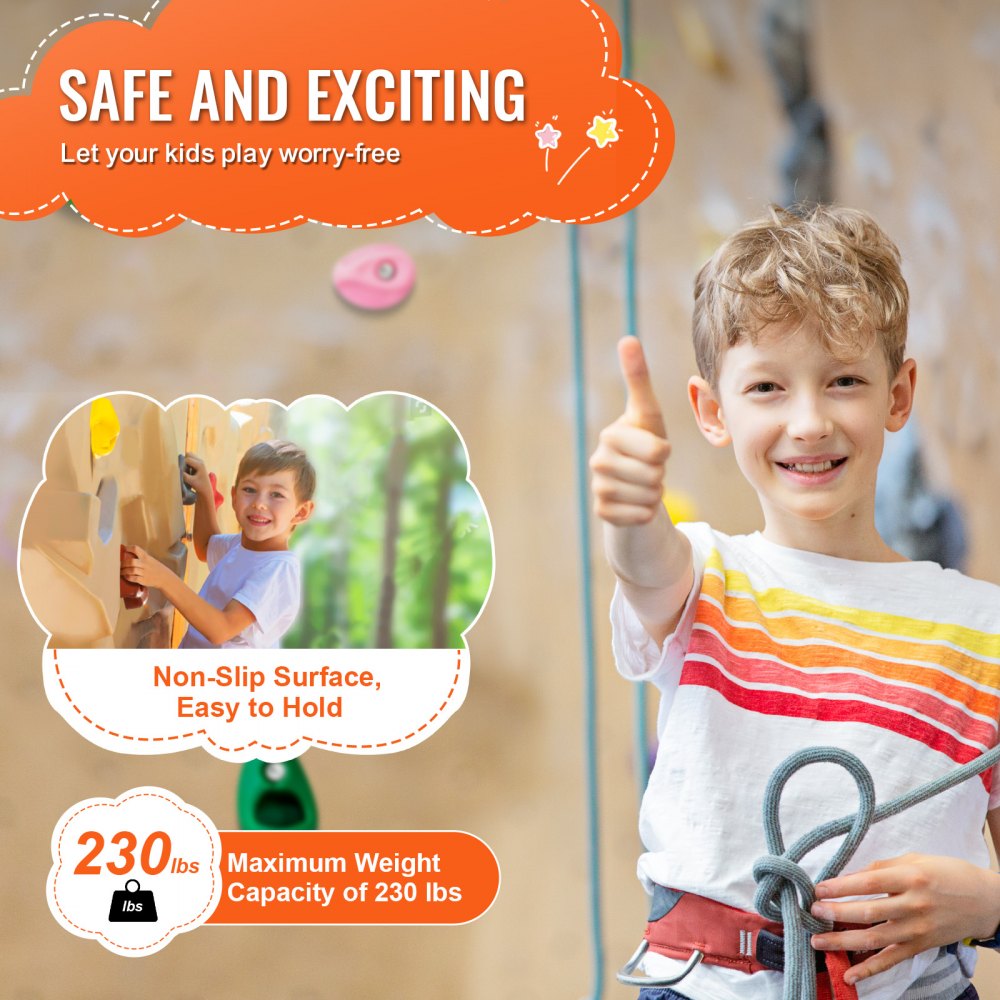 VEVOR 32 Rock Climbing Holds, Multi-Size and Multi-Colored Climbing Rocks for Kids and Adults, Rock Wall Holds with Mounting Hardware, Climbing Wall Grips for Indoor and Outdoor Playground Play Set
