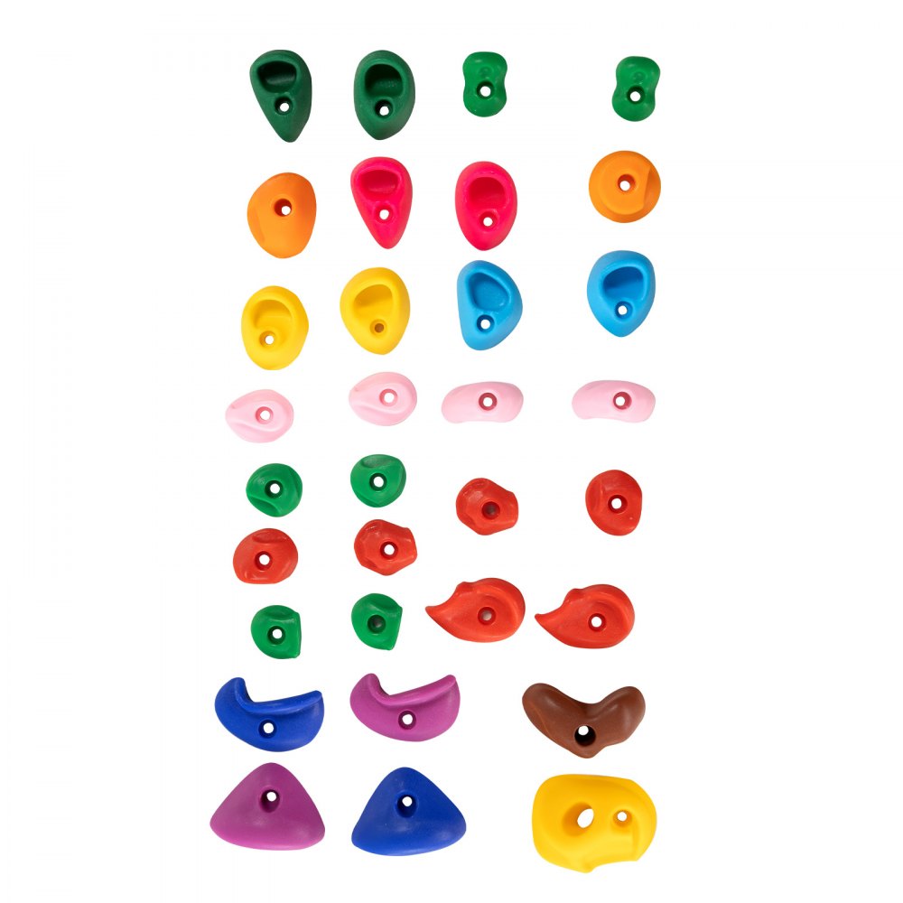 VEVOR 32 Rock Climbing Holds, Multi-Size and Multi-Colored Climbing Rocks for Kids and Adults, Rock Wall Holds with Mounting Hardware, Climbing Wall Grips for Indoor and Outdoor Playground Play Set