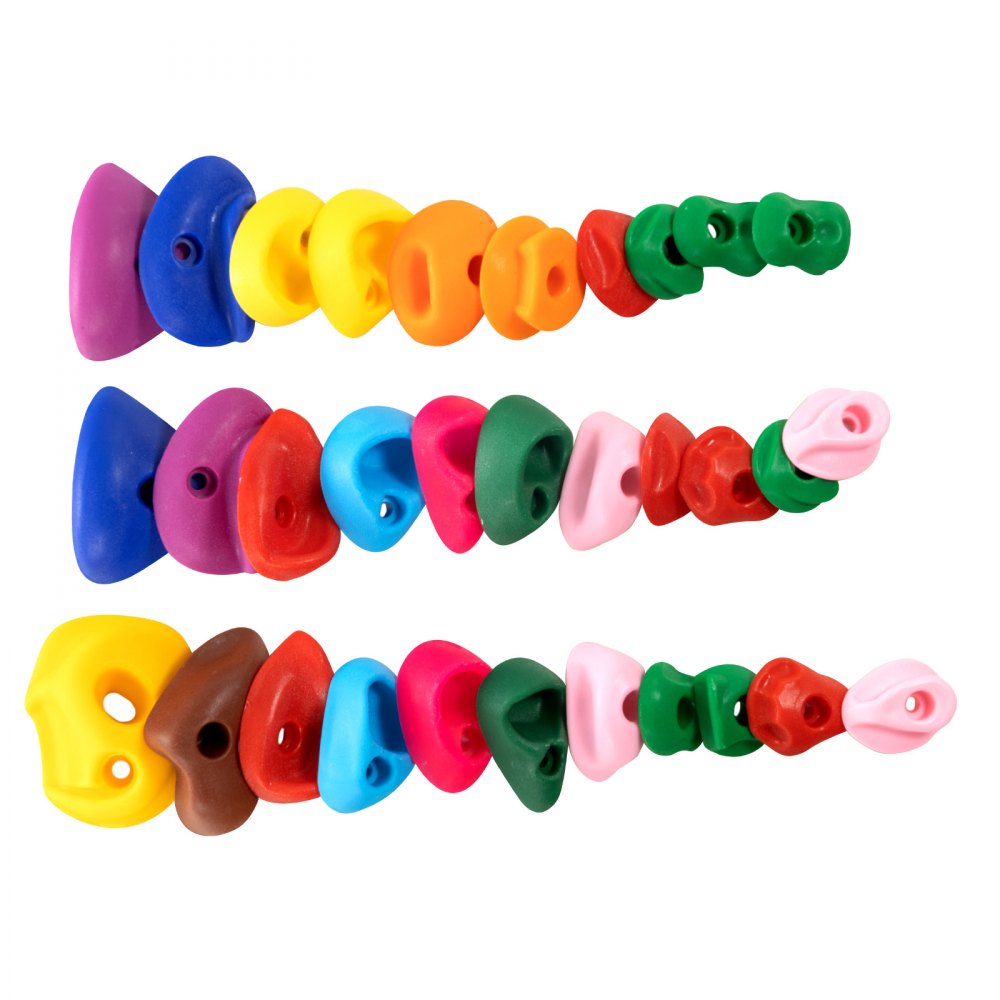 VEVOR 32 Rock Climbing Holds, Multi-Size and Multi-Colored Climbing Rocks for Kids and Adults, Rock Wall Holds with Mounting Hardware, Climbing Wall Grips for Indoor and Outdoor Playground Play Set