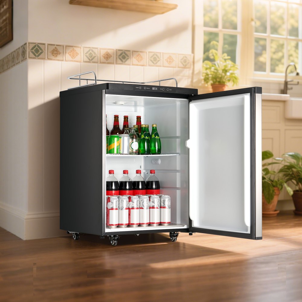 VEVOR Beer Kegerator, Triple Tap Home Draft Beer Dispenser for Ball Lock, Full Size Keg Refrigerator with 5lbs CO2 Tank, Hold 2 Sixth / 2 Slim / 3 Ball lock keg, 162L
