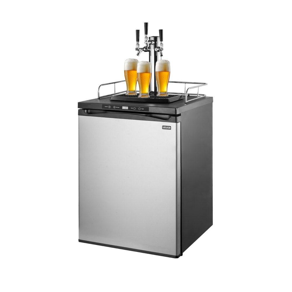 VEVOR Beer Kegerator, Triple Tap Home Draft Beer Dispenser for Ball Lock, Full Size Keg Refrigerator with 5lbs CO2 Tank, Hold 2 Sixth / 2 Slim / 3 Ball lock keg, 162L