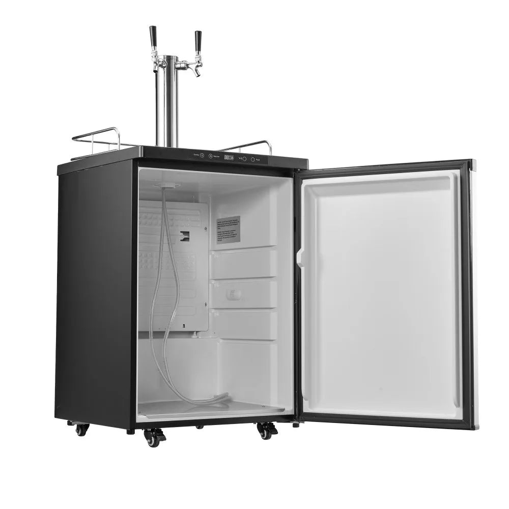 VEVOR Beer Kegerator, Dual Tap Home Draft Beer Dispenser for Ball Lock, Full Size Keg Refrigerator with 5lbs CO2 Tank, Hold 2 Sixth / 2 Slim / 3 Ball lock keg, 162L
