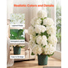 VEVOR Artificial Potted Hydrangeas 30 in 2-Pack Fake Flower Plants White, for Porch, Patio, Entryway, & Home Decor, Indoor & Outdoor Use, Silk and PE Blooms in Pots, Ready to Display Faux Plants