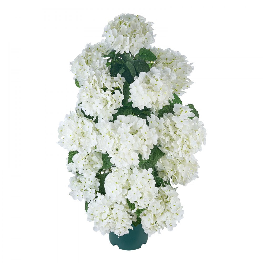 VEVOR Artificial Potted Hydrangeas 30 in 2-Pack Fake Flower Plants White, for Porch, Patio, Entryway, & Home Decor, Indoor & Outdoor Use, Silk and PE Blooms in Pots, Ready to Display Faux Plants