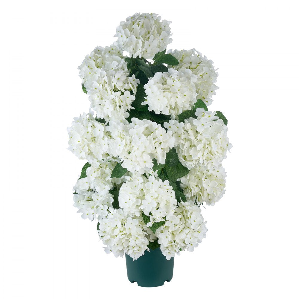 VEVOR Artificial Potted Hydrangeas 30 in 2-Pack Fake Flower Plants White, for Porch, Patio, Entryway, & Home Decor, Indoor & Outdoor Use, Silk and PE Blooms in Pots, Ready to Display Faux Plants
