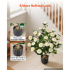 VEVOR Artificial Potted Camellias 34 in 2-Pack Fake Flower Plants White, for Porch, Patio, Entryway, & Home Decor, Indoor & Outdoor Use, Silk and PE Blooms in Pots, Ready to Display Faux Plants