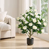 VEVOR Artificial Potted Camellias 34 in 2-Pack Fake Flower Plants White, for Porch, Patio, Entryway, & Home Decor, Indoor & Outdoor Use, Silk and PE Blooms in Pots, Ready to Display Faux Plants