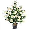 VEVOR Artificial Potted Camellias 34 in 2-Pack Fake Flower Plants White, for Porch, Patio, Entryway, & Home Decor, Indoor & Outdoor Use, Silk and PE Blooms in Pots, Ready to Display Faux Plants
